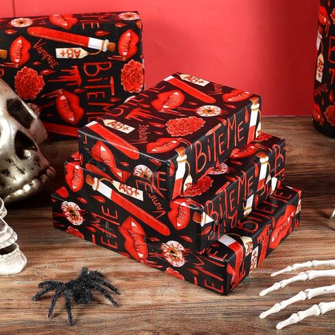 100 Sheets Bloody Bite Me Tissue Paper, Watercolor Valentine's Day Vampire Pattern Wrapping Paper for Wedding Gift Wrapping DIY Crafts Terrifying Party Supplies, 13.8 x 19.7 Inch in Saudi Arabia