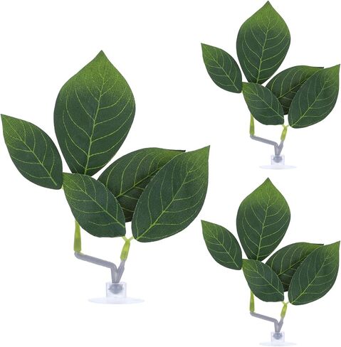 3 PCS Fish Leaf Pad Fish Tank Accessories, Adjustable Plastic Fish Leaf Pad, Betta Fish Leaves Natural Habitat Playing for Betta, Guppy, Tropical Fish Resting, Playing, Breeding with Suction Cup in Kuwait
