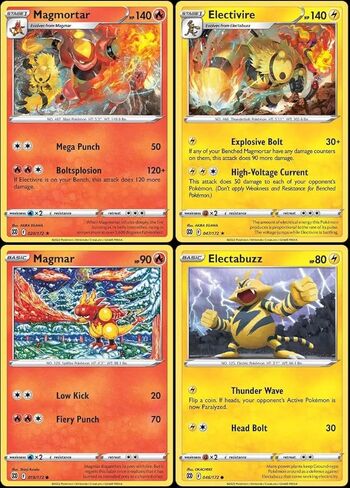 Magmortar 020/172 & Electivire 047/172 - Brilliant Stars - Rare - Pokemon 4 Card Lot - Magmar Electabuzz in Saudi Arabia