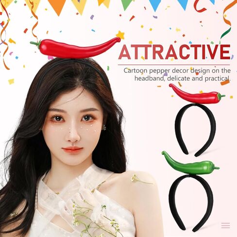 Chili Pepper Headband 2Pcs Funny Vegetable Hairband for Halloween Party Festival Dress-up Accessories in Saudi Arabia