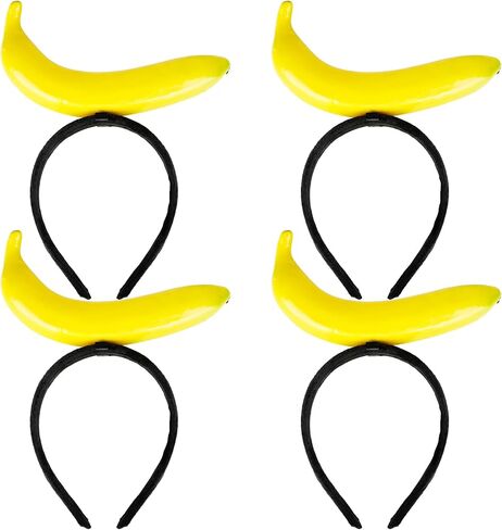 4 Pack Funny Banana Headbands Yellow Banana Fruit Headbands for Parties Halloween Cosplay Gag Gifts Photo Booth Props in Kuwait