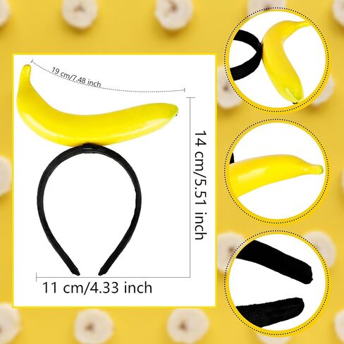4 Pack Funny Banana Headbands Yellow Banana Fruit Headbands for Parties Halloween Cosplay Gag Gifts Photo Booth Props in Kuwait