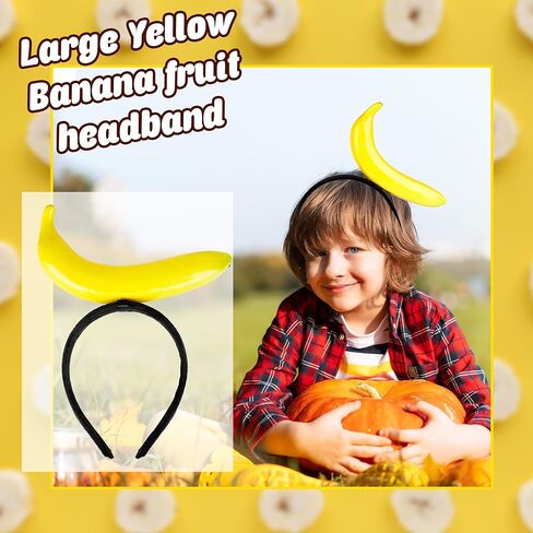 4 Pack Funny Banana Headbands Yellow Banana Fruit Headbands for Parties Halloween Cosplay Gag Gifts Photo Booth Props in Kuwait