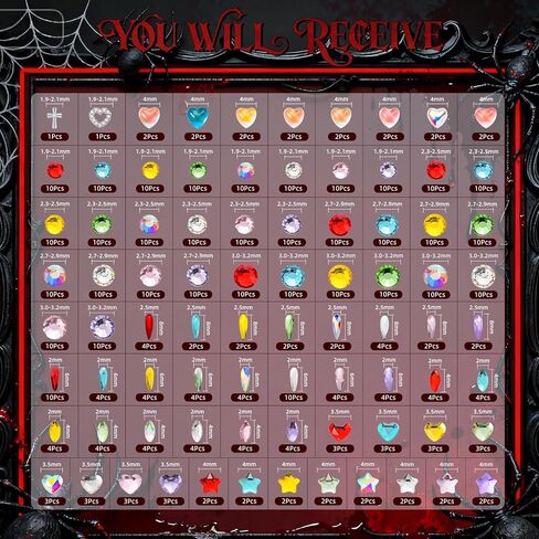 مجموعة WATRZ Vampire Fang Tooth Gem Kit مع 475 جوهرة تتضمن مجموعة أحجار كريمة من الكريستال على شكل أوبال ودمعة على شكل ناب لمجوهرات أسنان مصاصي الدماء DIY (مصاص الدماء) in Kuwait