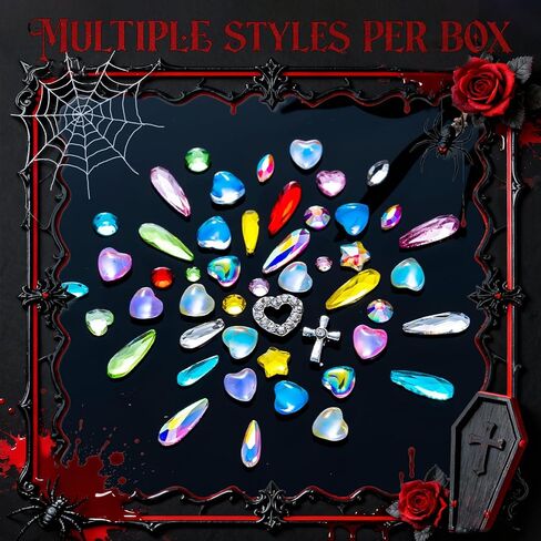 مجموعة WATRZ Vampire Fang Tooth Gem Kit مع 475 جوهرة تتضمن مجموعة أحجار كريمة من الكريستال على شكل أوبال ودمعة على شكل ناب لمجوهرات أسنان مصاصي الدماء DIY (مصاص الدماء) in Kuwait