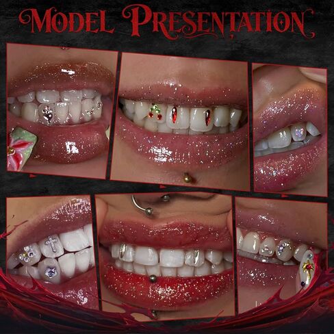 مجموعة WATRZ Vampire Fang Tooth Gem Kit مع 475 جوهرة تتضمن مجموعة أحجار كريمة من الكريستال على شكل أوبال ودمعة على شكل ناب لمجوهرات أسنان مصاصي الدماء DIY (مصاص الدماء) in Kuwait