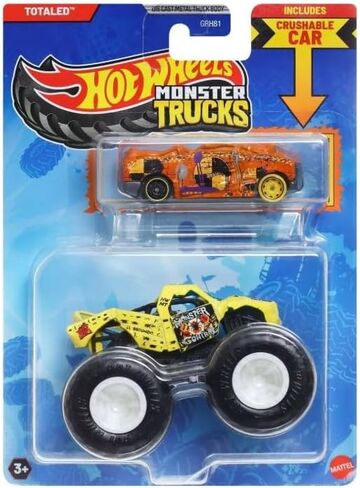 Hot Wheels Monster Trucks Totaled Series with Crushable Car, Die-Cast Vehicle, 1:64 Scale in Kuwait