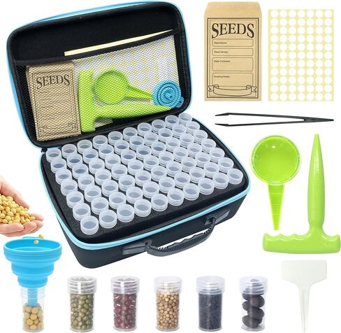 140 Slots Seed Storage Organizer Kit with 20 Envelopes, Waterproof Seed Storage Box, Transparent Bottles, Tweezers, Funnel, Sower for Vegetable Flower Garden Seeds Saver Kit for Vegetable in Saudi Arabia