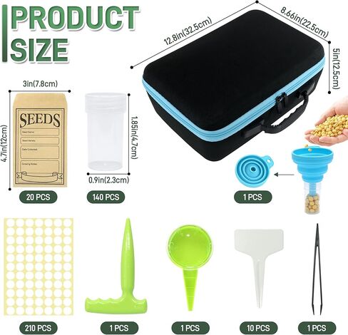 140 Slots Seed Storage Organizer Kit with 20 Envelopes, Waterproof Seed Storage Box, Transparent Bottles, Tweezers, Funnel, Sower for Vegetable Flower Garden Seeds Saver Kit for Vegetable in Saudi Arabia