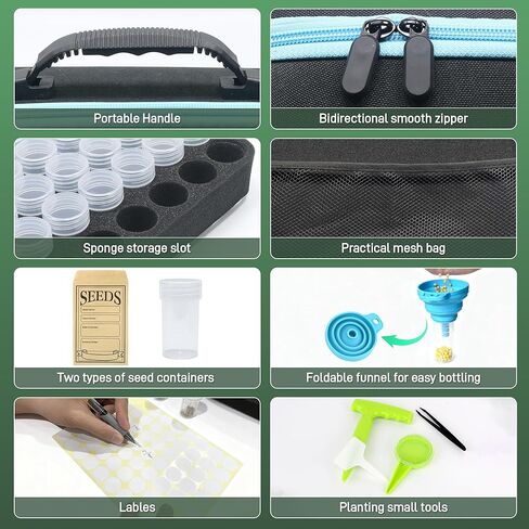 140 Slots Seed Storage Organizer Kit with 20 Envelopes, Waterproof Seed Storage Box, Transparent Bottles, Tweezers, Funnel, Sower for Vegetable Flower Garden Seeds Saver Kit for Vegetable in Saudi Arabia