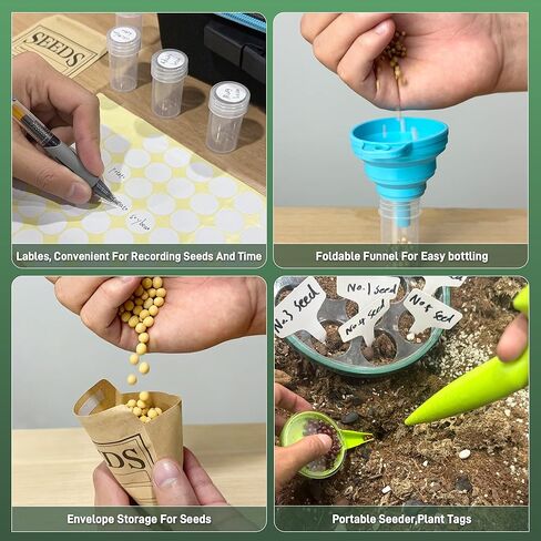 140 Slots Seed Storage Organizer Kit with 20 Envelopes, Waterproof Seed Storage Box, Transparent Bottles, Tweezers, Funnel, Sower for Vegetable Flower Garden Seeds Saver Kit for Vegetable in Saudi Arabia