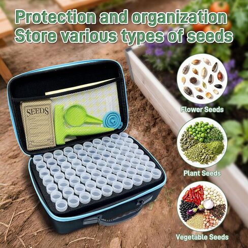 140 Slots Seed Storage Organizer Kit with 20 Envelopes, Waterproof Seed Storage Box, Transparent Bottles, Tweezers, Funnel, Sower for Vegetable Flower Garden Seeds Saver Kit for Vegetable in Saudi Arabia