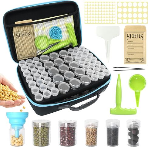 140 Slots Seed Storage Organizer Kit with 20 Envelopes, Waterproof Seed Storage Box, Transparent Bottles, Tweezers, Funnel, Sower for Vegetable Flower Garden Seeds Saver Kit for Vegetable in Saudi Arabia