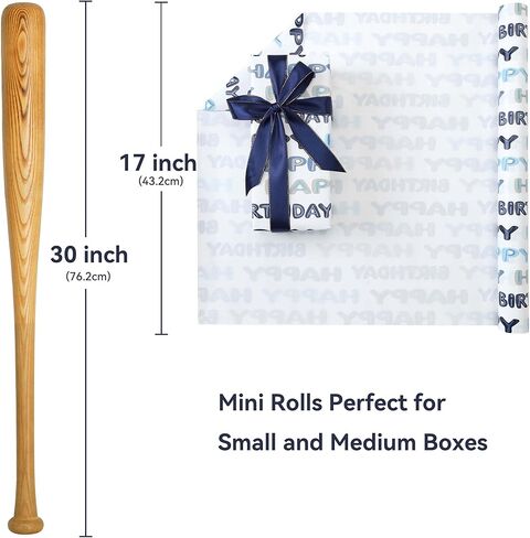 Qirrmiy Birthday Wrapping Paper Roll, Mini Roll-17 Inches * 32.8 Feet, Wrap Paper for Men Boys, Kid's Birthday Party, Baby boy, Baby Shower, Newborn, New Moms or Parents, Words Design, 1 Roll in Saudi Arabia