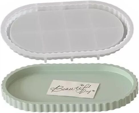 Oval Silicone Tray Mould with Flower Edges, Jewelry Holder Resin Silicone Mold for DIY Craft Office Home Decor (2) in Saudi Arabia