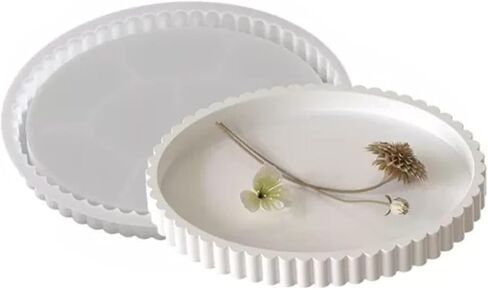 Oval Silicone Tray Mould with Flower Edges, Jewelry Holder Resin Silicone Mold for DIY Craft Office Home Decor (2) in Saudi Arabia