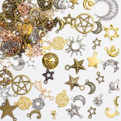 stino 100 G Mixed Style Metal Charms for Jewelry Making, Bulk Silver & Gold Plated, for Bracelet, Necklace, Earrings DIY Crafts in Kuwait