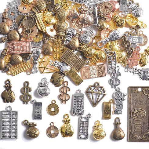 stino 100 G Mixed Style Metal Charms for Jewelry Making, Bulk Silver & Gold Plated, for Bracelet, Necklace, Earrings DIY Crafts in Kuwait