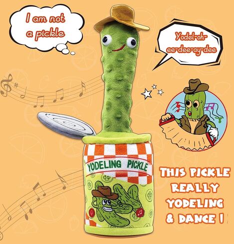 Timozo Yodeling Pickle، لعبة Yodeling الناطقة تكرر ما تقوله، ألعاب قطيفة مخلل الغناء - لعبة محاكاة ملتوية قابلة لإعادة الشحن للرقص الغنائي، مزحة مضحكة هدية جديدة للبالغين والأطفال in Saudi Arabia