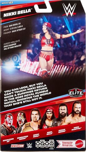 مجموعة شخصيات وإكسسوارات Mattel WWE Elite، السلسلة رقم 123، نيكي بيلا قابلة للجمع مقاس 15.24 سم مع 25 نقطة مفصلية وأيدي قابلة للتبديل in Kuwait