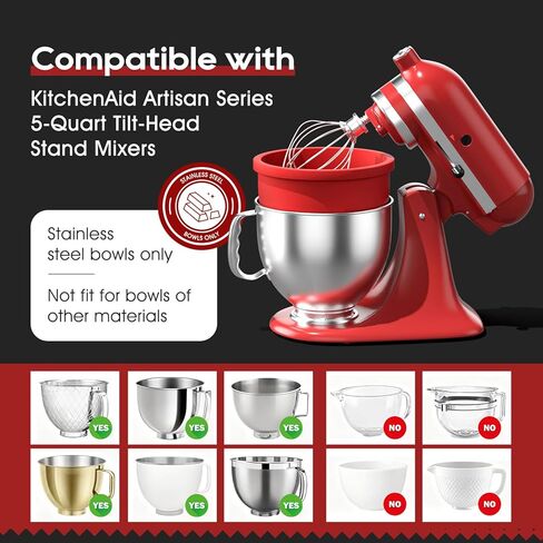 Silicone Bowl Liners for 5 Qt KitchenAid Mixers,3 Liners with Lids,Compatible with Stand Mixers,Non-Stick,Dishwasher Safe,Kitchen Accessory,White&Red&Black in Saudi Arabia