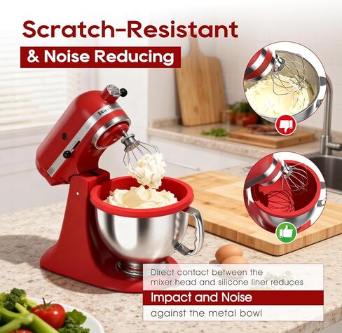 Silicone Bowl Liners for 5 Qt KitchenAid Mixers,3 Liners with Lids,Compatible with Stand Mixers,Non-Stick,Dishwasher Safe,Kitchen Accessory,White&Red&Black in Saudi Arabia