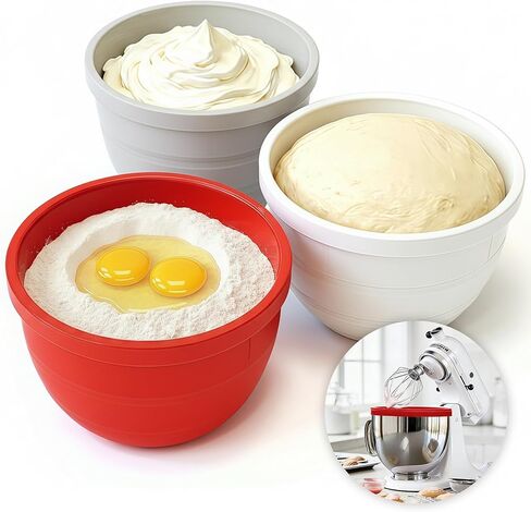 Foldable Silicone Bowl Insert for 5Qt Kitchen Mixer - Collapsible, Non-Stick Liner Mats for Easy Storage, Baking & Mixing, Heat Resistant & Dishwasher Safe in Saudi Arabia