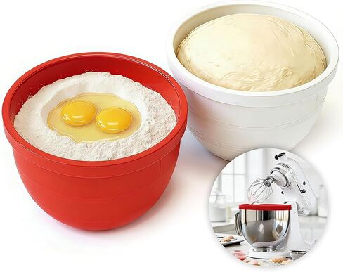 وعاء سيليكون قابل للطي لخلاط المطبخ 5 كوارت - سجادات بطانة غير لاصقة قابلة للطي لسهولة التخزين والخبز والخلط، ومقاومة للحرارة وآمنة للاستخدام في غسالة الأطباق in Kuwait