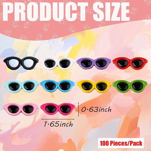 100 Pcs Resin Sunglasses Flatback Charms, Colorful Mini Glasses Charms, Craft Embellishments for Summer Beach DIY Scrapbooking or Hair Clip Making in Kuwait