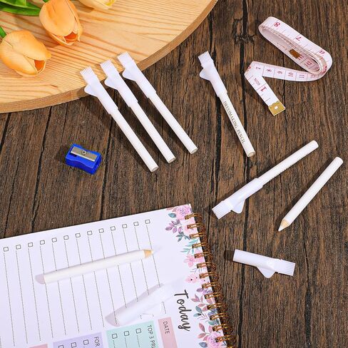 9Pcs Sewing Tools Kit, Sewing Fabric Marker Pens Tailor's Chalk Disappearing Erasable Ink Fabric Marker Pen for Quilting Sew Dressmaking Supplies Water-Soluble Includes Sharpeners and Soft Ruler in Saudi Arabia
