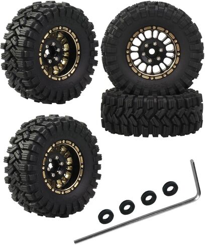 عجلات نحاسية كاملة 1.2 بوصة Beadlock RC ترقيات جزء لـ 1/18 1/24 Trx4m محوري SCX24 FMS FCX24 RC الزاحف، إطارات شاحنة RC تقفز (4 قطع أسود) in Saudi Arabia