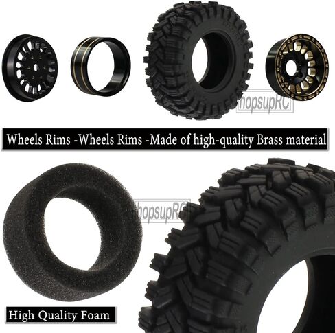 عجلات نحاسية كاملة 1.2 بوصة Beadlock RC ترقيات جزء لـ 1/18 1/24 Trx4m محوري SCX24 FMS FCX24 RC الزاحف، إطارات شاحنة RC تقفز (4 قطع أسود) in Saudi Arabia