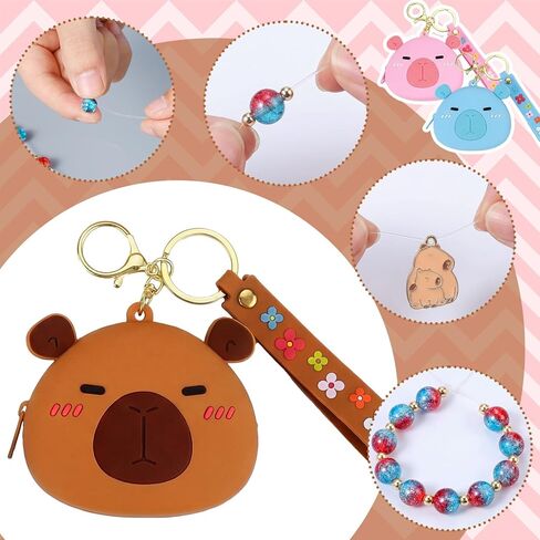 Huquary 8 Set Valentines Capybara Bracelet Making Kit Friendship Bracelet Kit Animal Pendant Squish Letter Beads Cute Capybara Charms Craft DIY Jewelry Gifts Birthday Party Favors for Women Friends in Saudi Arabia