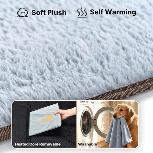 Veehoo Elevated Dog Bed with Plush Heated Mat, Raised Dog Bed with Waterproof Heating Pads for Cats & Dogs Outdoor Indoor, Heated Dog Sofa Bed with Power Line Protection Tube, 50.4" x 33.5", Grey in Saudi Arabia