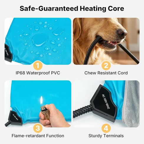 Veehoo Elevated Dog Bed with Plush Heated Mat, Raised Dog Bed with Waterproof Heating Pads for Cats & Dogs Outdoor Indoor, Heated Dog Sofa Bed with Power Line Protection Tube, 50.4" x 33.5", Grey in Saudi Arabia