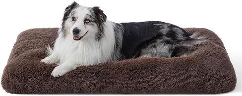 Bedsure Washable Extra Large Dog Bed for Crate, Faux Fur Dog Crate Pad for Large Breed, Plush Soft Comfort Dogs Sleeping Mat, Anti-Slip Pet Kennel Pad, 41" x 29", Dark Brown in Saudi Arabia