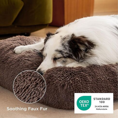 Bedsure Washable Extra Large Dog Bed for Crate, Faux Fur Dog Crate Pad for Large Breed, Plush Soft Comfort Dogs Sleeping Mat, Anti-Slip Pet Kennel Pad, 41" x 29", Dark Brown in Saudi Arabia