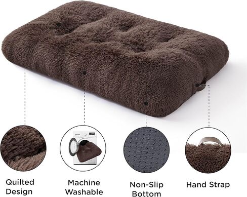 Bedsure Washable Extra Large Dog Bed for Crate, Faux Fur Dog Crate Pad for Large Breed, Plush Soft Comfort Dogs Sleeping Mat, Anti-Slip Pet Kennel Pad, 41" x 29", Dark Brown in Saudi Arabia