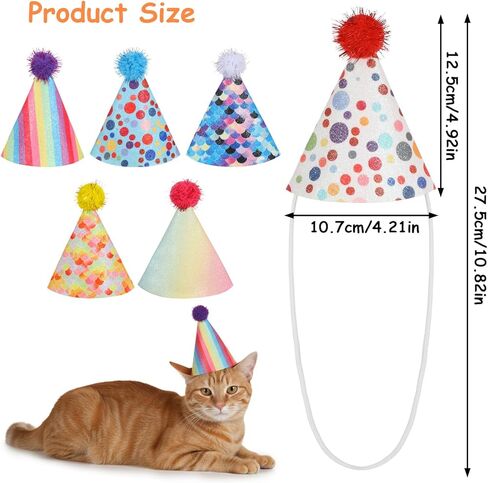6 PCS Cat Birthday Hat Mini Party Hats for Stuffed Animals Mini Birthday Hats for Kittens Cats Dogs Rabbits Small Animals in Saudi Arabia