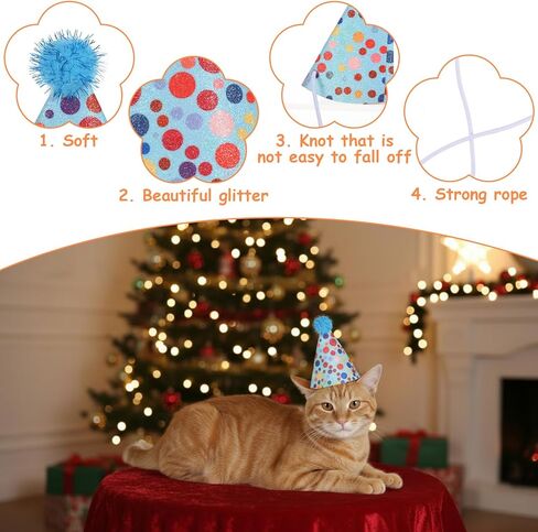 6 PCS Cat Birthday Hat Mini Party Hats for Stuffed Animals Mini Birthday Hats for Kittens Cats Dogs Rabbits Small Animals in Saudi Arabia
