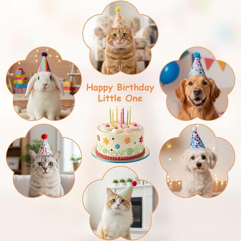 6 PCS Cat Birthday Hat Mini Party Hats for Stuffed Animals Mini Birthday Hats for Kittens Cats Dogs Rabbits Small Animals in Saudi Arabia