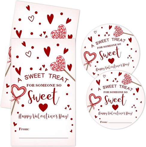 40 Pcs Sweet Treat Favor Valentine's Day Stickers, Valentine's Day 2.1" x 3.5" Label Sticker with 2 Styles for Kids Adults, Valentine Gift Labels Sticker for Cookies Treats Gifts Wrap, Bags, DIY Craft in Saudi Arabia