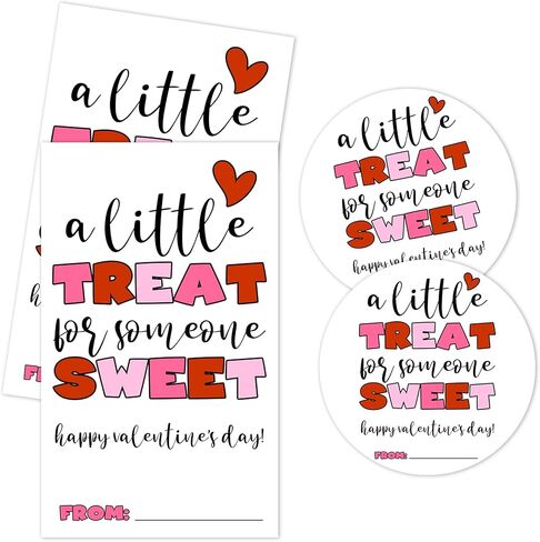 40 Pcs Sweet Treat Favor Valentine's Day Stickers, Valentine's Day 2.1" x 3.5" Label Sticker with 2 Styles for Kids Adults, Valentine Gift Labels Sticker for Cookies Treats Gifts Wrap, Bags, DIY Craft in Saudi Arabia