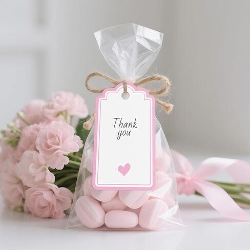 Set of 20 Gift wrap Tags for Gifts – Decorative Gift Bag Tags for Birthday Parties, Wedding Favors, (Pink) in Saudi Arabia