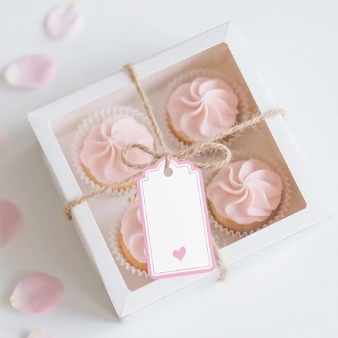 Set of 20 Gift wrap Tags for Gifts – Decorative Gift Bag Tags for Birthday Parties, Wedding Favors, (Pink) in Saudi Arabia