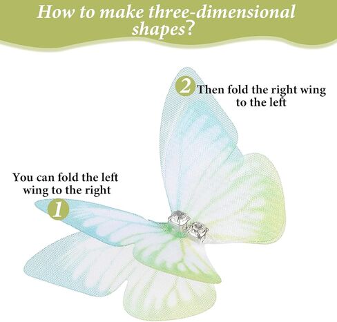 Jeffdad 100 Pcs Butterflies for Crafts, Organza Fabric Butterfly Appliques 3D Wall Decor DIY Ornament for Craft,Cake,Wedding Party Decorations,Clothes Ornament,Home Decor in Saudi Arabia