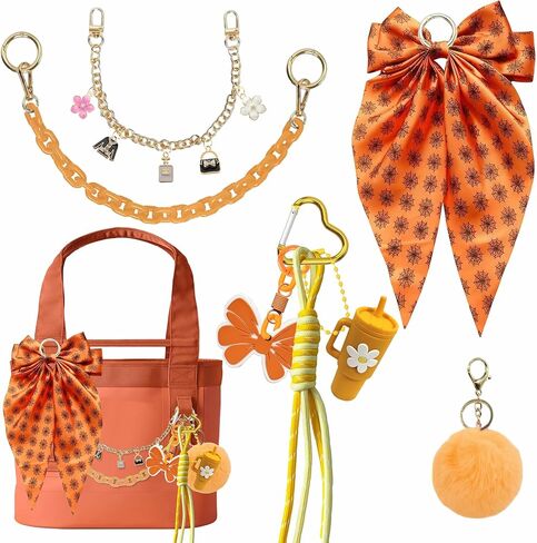 8PCS Tote Bag Decor Kit, Decorative Bow & Pom Pom Accessories, Compatible with YETI Camino 20/35/50 Carryall, Bogg Beach Tote Bags(Black Midnight) in Saudi Arabia
