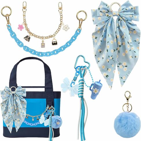 8PCS Tote Bag Decor Kit, Decorative Bow & Pom Pom Accessories, Compatible with YETI Camino 20/35/50 Carryall, Bogg Beach Tote Bags(Black Midnight) in Saudi Arabia