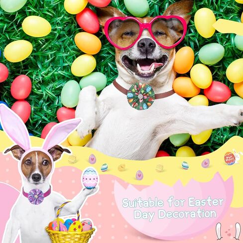 Kigeli 80 Pcs Easter Dog Collar Bows Bulk Colorful Eggs Flowers Rabbit Carrot Charms Dog Cat Collar Grooming Supplies Easter Party Decoration Costume for Small Medium Large Dogs Cats in Saudi Arabia