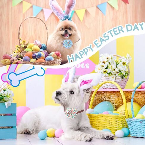 Kigeli 80 Pcs Easter Dog Collar Bows Bulk Colorful Eggs Flowers Rabbit Carrot Charms Dog Cat Collar Grooming Supplies Easter Party Decoration Costume for Small Medium Large Dogs Cats in Saudi Arabia